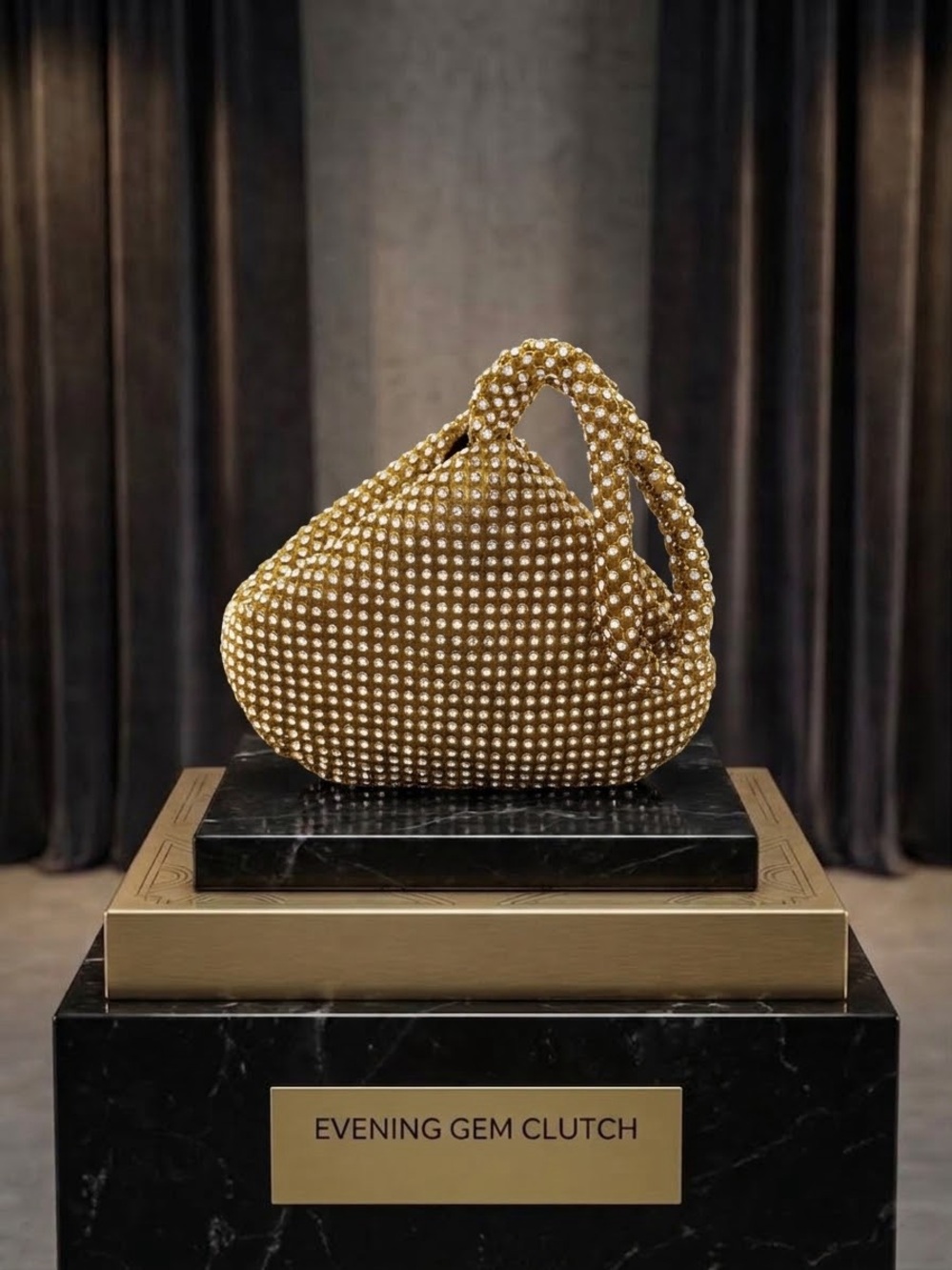Gold Rhinestone Mini Wristlet Handbag Crystal Mesh Evening Clutch Zip Snap 7x5